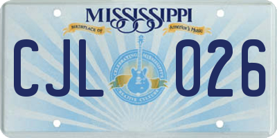 MS license plate CJL026
