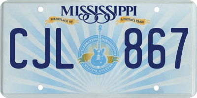 MS license plate CJL867