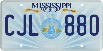 MS license plate CJL880
