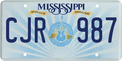 MS license plate CJR987