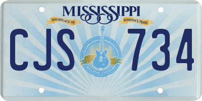 MS license plate CJS734