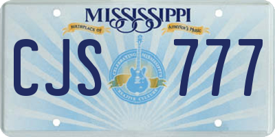 MS license plate CJS777