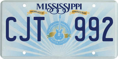 MS license plate CJT992