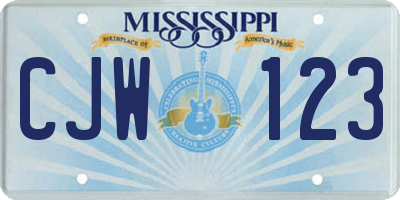 MS license plate CJW123