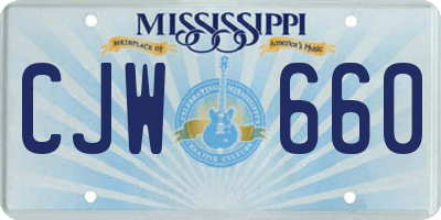 MS license plate CJW660