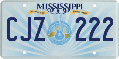 MS license plate CJZ222