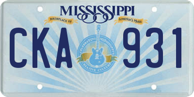 MS license plate CKA931
