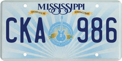 MS license plate CKA986