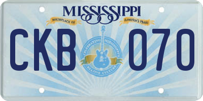 MS license plate CKB070