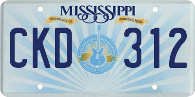 MS license plate CKD312