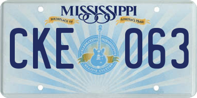 MS license plate CKE063