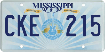 MS license plate CKE215
