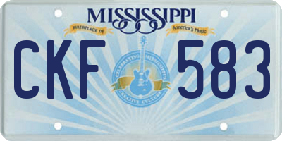 MS license plate CKF583