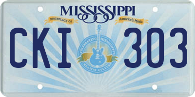MS license plate CKI303