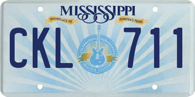 MS license plate CKL711