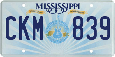 MS license plate CKM839