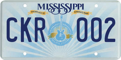 MS license plate CKR002