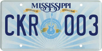 MS license plate CKR003