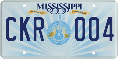 MS license plate CKR004