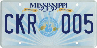 MS license plate CKR005