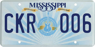 MS license plate CKR006