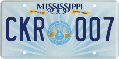 MS license plate CKR007
