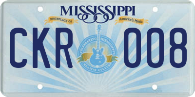 MS license plate CKR008