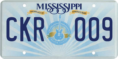 MS license plate CKR009