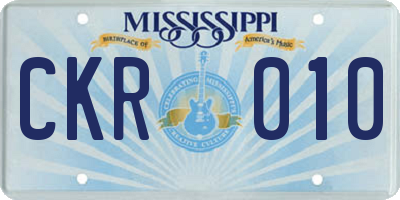 MS license plate CKR010