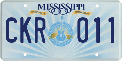 MS license plate CKR011