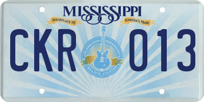 MS license plate CKR013