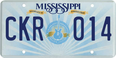 MS license plate CKR014