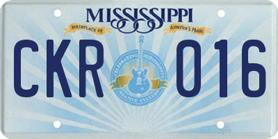 MS license plate CKR016