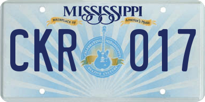MS license plate CKR017