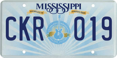 MS license plate CKR019