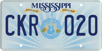 MS license plate CKR020