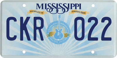 MS license plate CKR022