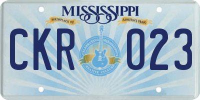 MS license plate CKR023