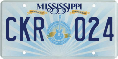 MS license plate CKR024