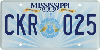 MS license plate CKR025