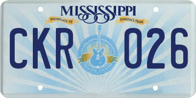 MS license plate CKR026