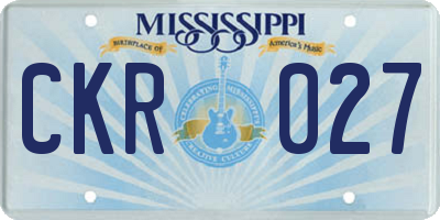 MS license plate CKR027