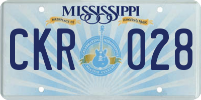 MS license plate CKR028