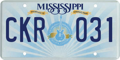 MS license plate CKR031