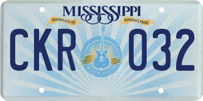 MS license plate CKR032