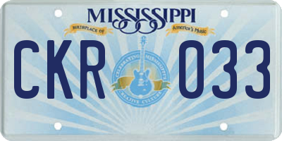 MS license plate CKR033