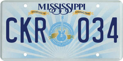 MS license plate CKR034