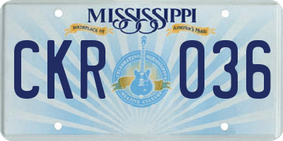 MS license plate CKR036