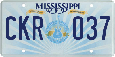 MS license plate CKR037