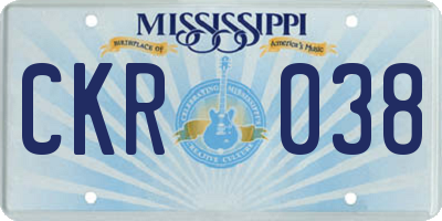 MS license plate CKR038